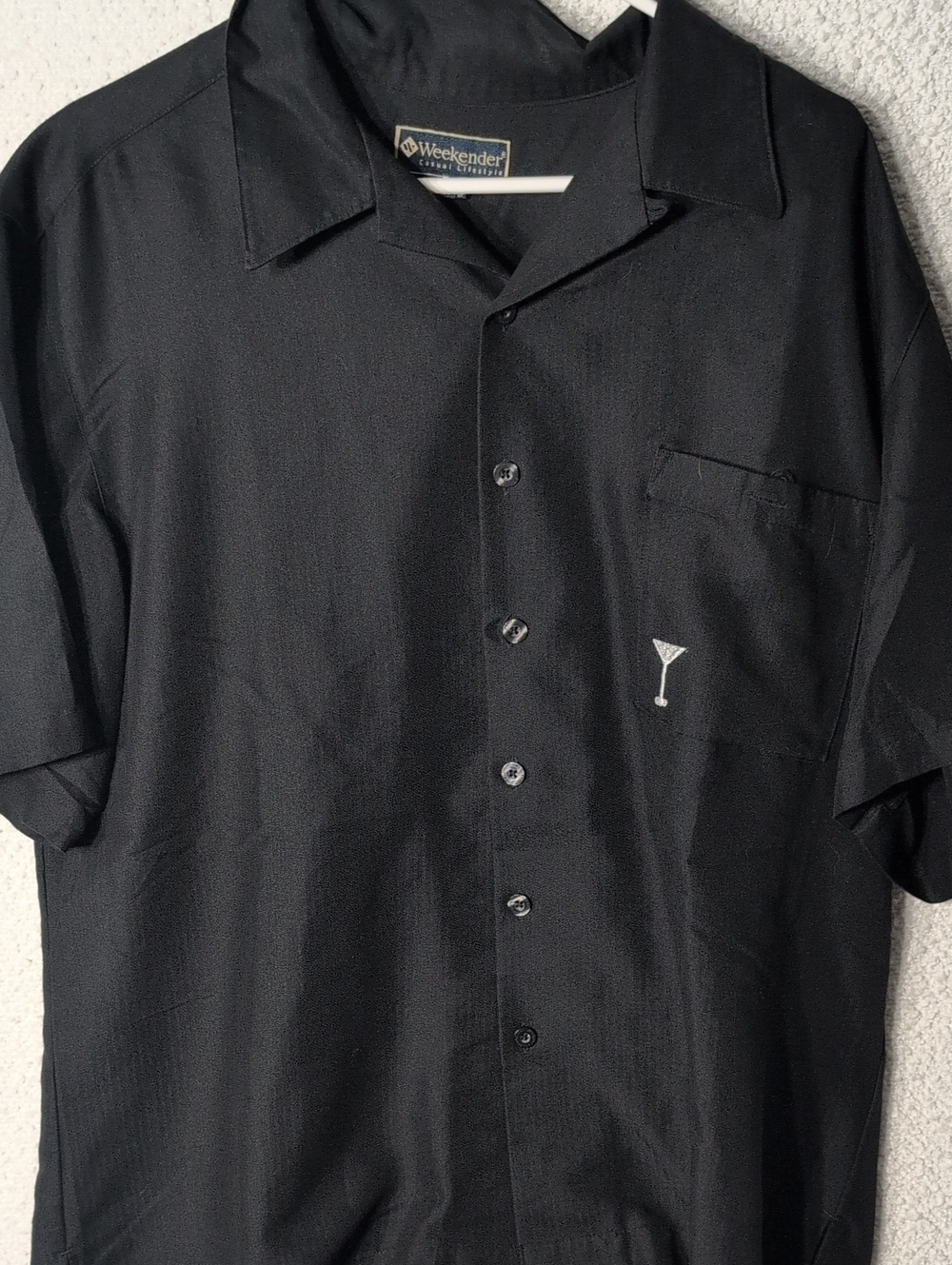 Weekenders Men's Black Short-Sleeve Button-Up Golf Martinis
